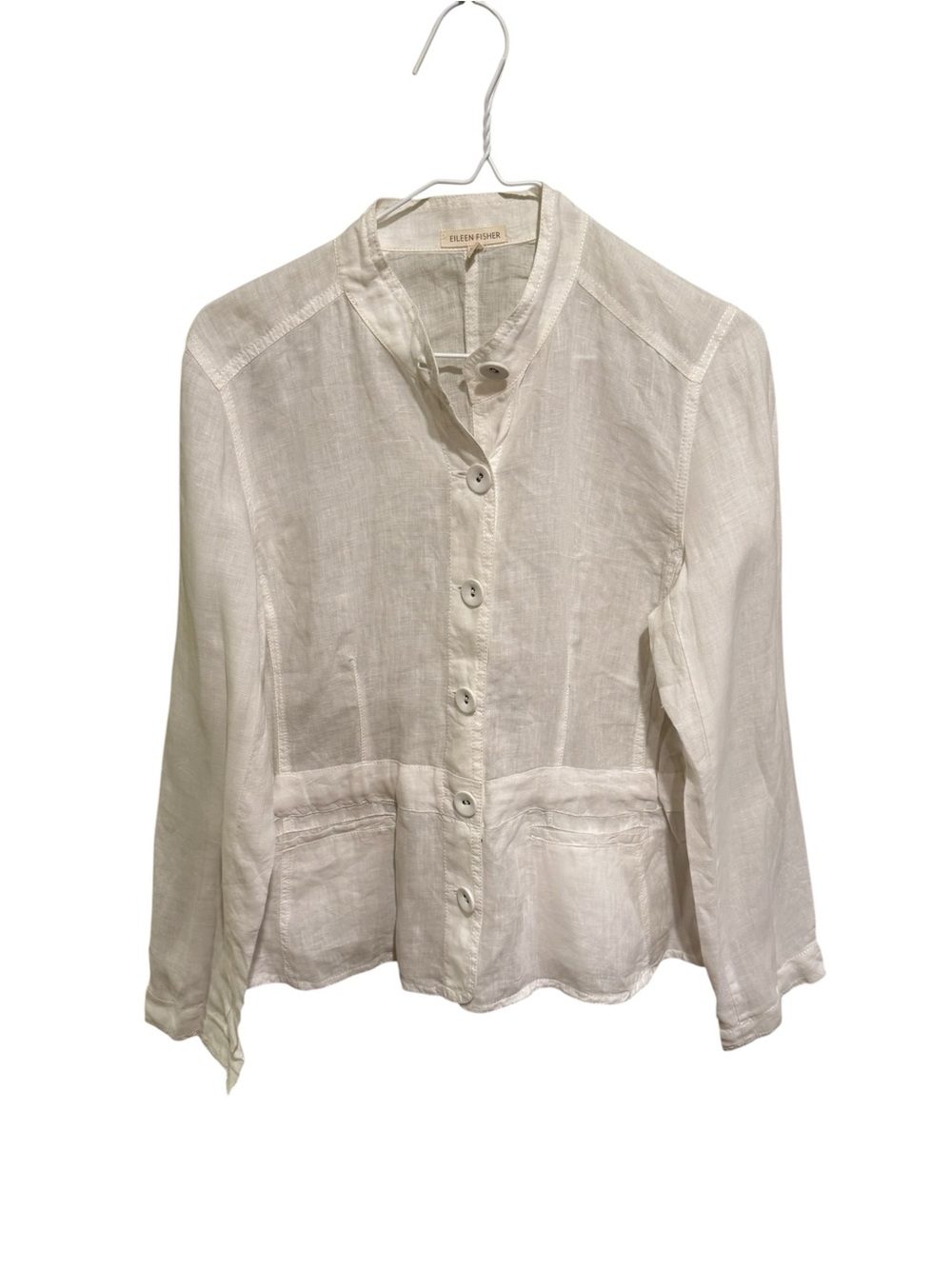 Eileen Fisher 100% Irish Linen Button-Front Shirt Jacket - Size Small